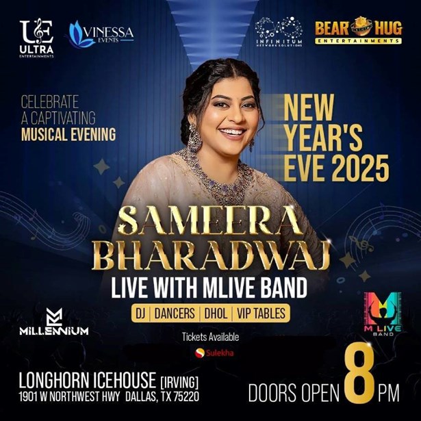 NYE 2025 | SAMEERA BHARADWAJ | MLIVE BAND | DJ MILLENNIUM